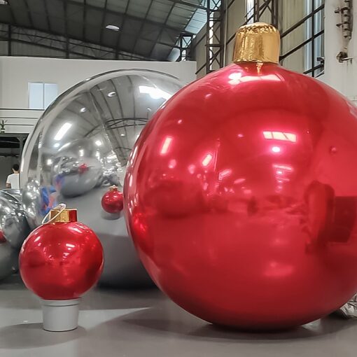 Bola de espelho inflável personalizada, enfeite de bola de Natal gigante