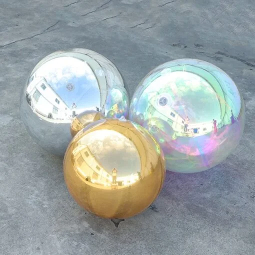 Esfera de bola de espejo inflable gigante, bola inflable colgante - blanco