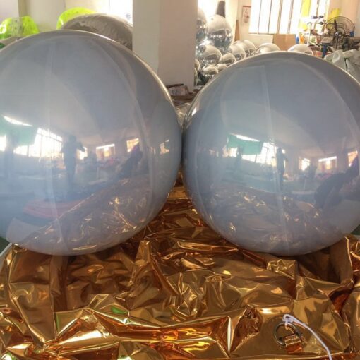 Esfera de bola de espelho inflável gigante, bola inflável suspensa - branca